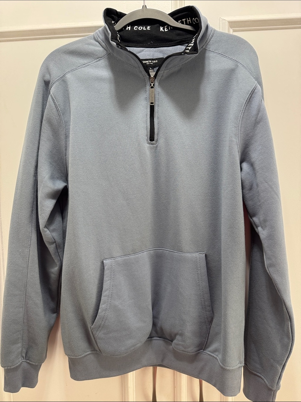 Kenneth Cole Men’s Light Gray Quarter-Zip Pullover Sweater